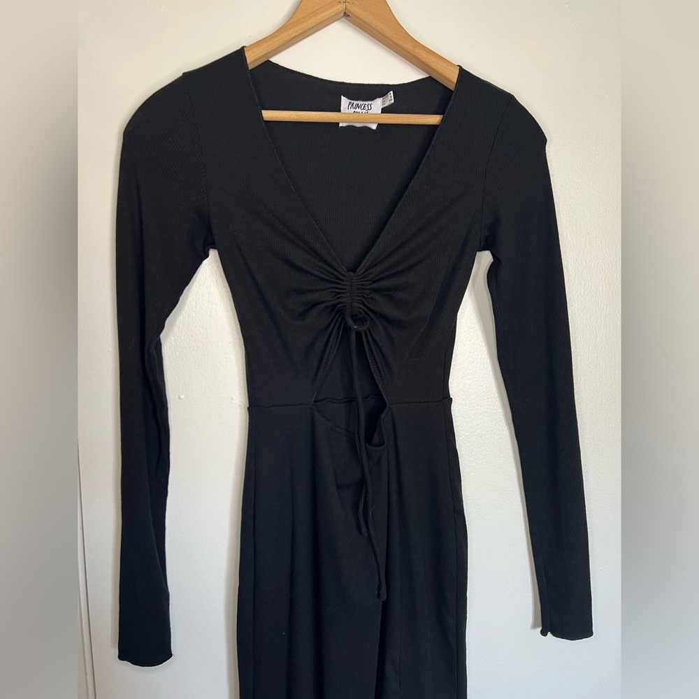 Princess Polly Black Pinch Me Long Sleeve Cinch Dress size 2